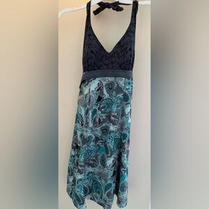 Athleta Print Dress in Teal, Black and Gray